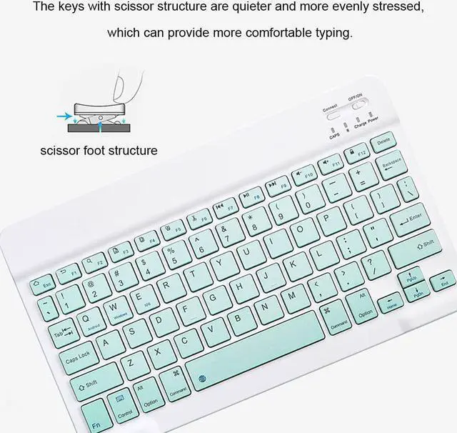 Alt view image 2 of 6 - Ultra-Slim Bluetooth Keyboard Portable Rechargeable Wireless Keyboard Compact for Android Windows Tablet Cell Phone iOS iPhone iPad, iPad Pro, iPad Air, iPad Mini, MacBook Pro Air (Small Size Green)