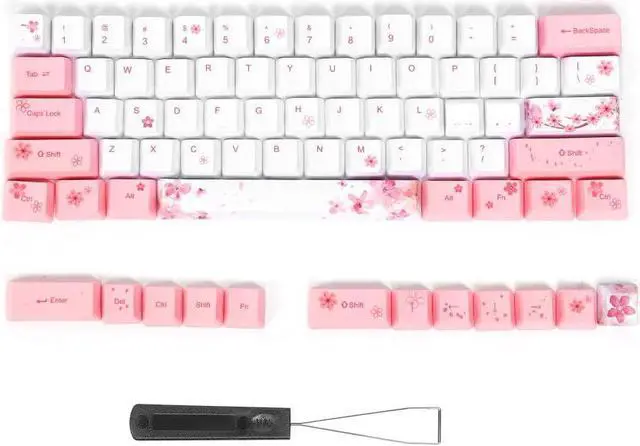 Main image of 73PCs Sublimation Keycaps PBT Mechanical Keyboard Accessory PC Parts with Cute Pattern,Universal for Mechanical Keyboard(6064 Blossom)