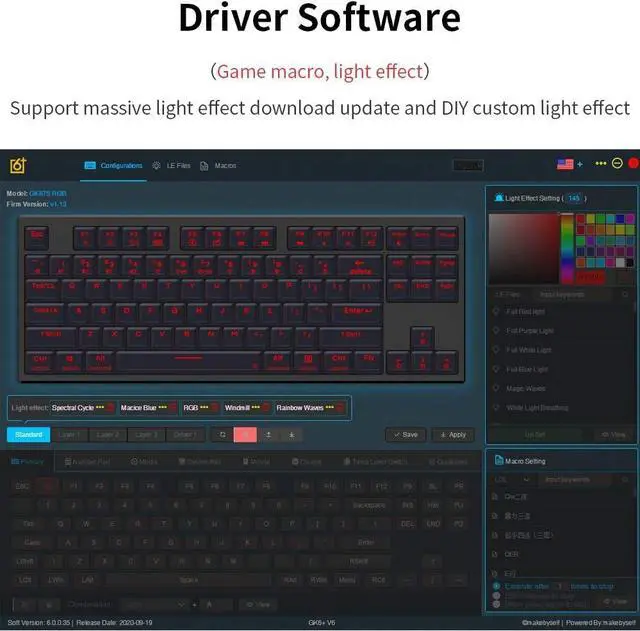 Alt view image 2 of 7 - KPREPUBLIC gk87 hot swappable 80% Custom Mechanical Keyboard Kit Support RGB Switch LEDs Type c has Software programmable Balck White case (GK87 Black Case Kit x1)
