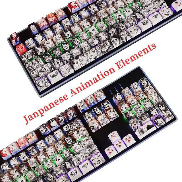Alt view image 4 of 6 - Anime Keycaps 60 Percent, 108 Japanese Keycaps Full Set 87 Kawaii Key Cap Cover of 5-Side Dye Sublimation OEM Profile for Cherry Mx Gateron Kailh Switch Ducky one 2 Mini/Anne pro 2 Keyboard DIY