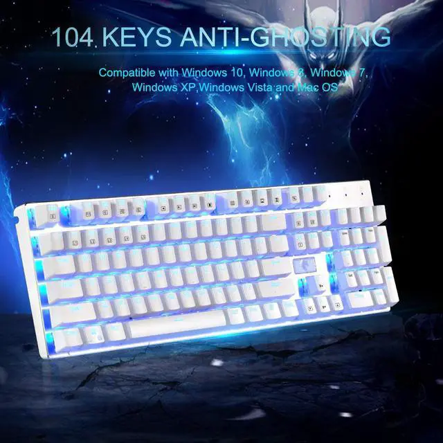 Alt view image 3 of 7 - HUO JI E-Yooso Z-88 RGB Mechanical Gaming Keyboard, Brown Switch - Tactile & Slightly Clicky, Programmable RGB Backlit, Water Resistant, 104 Keys Anti-Ghosting for Mac PC, Silver and White