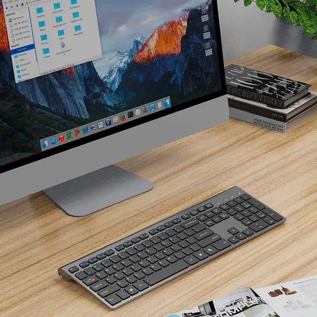 Alt view image 7 of 7 - Wireless Keyboard,J JOYACCESS Full Size and Thin Rechargeable Keyboard Wireless for Laptop,Computer,Desktop,PC,Surface,Smart TV and Windows,Black and Gray