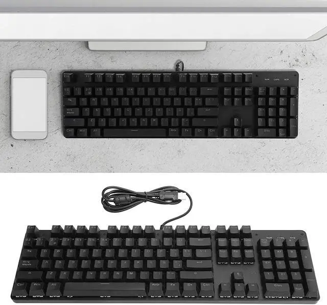 Alt view image 4 of 7 - eboxer-1 Gaming Keyboard, USB Wired Keyboard with RGB Rainbow Backlit, 104?Key Spanish Keyboard with Ñ, Mechanical Keyboard with Blue Switch, for Desktop Notebook