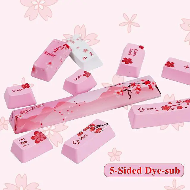 Alt view image 3 of 6 - GTSP 104 Pink Keycaps Cute Japanese Custom Gaming keycap Set of Dye-Sub OEM Profile for Cherry Mx Gateron Kailh Switch 87/104 60% Mechanical Keyboard (Pink)