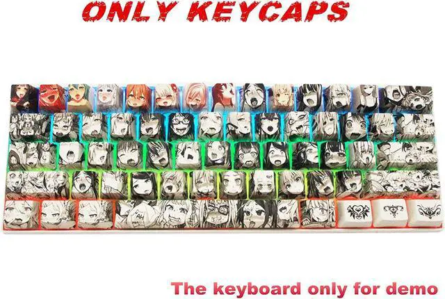 Alt view image 6 of 6 - Anime Keycaps 60 Percent, 108 Japanese Keycaps Full Set 87 Kawaii Key Cap Cover of 5-Side Dye Sublimation OEM Profile for Cherry Mx Gateron Kailh Switch Ducky one 2 Mini/Anne pro 2 Keyboard DIY