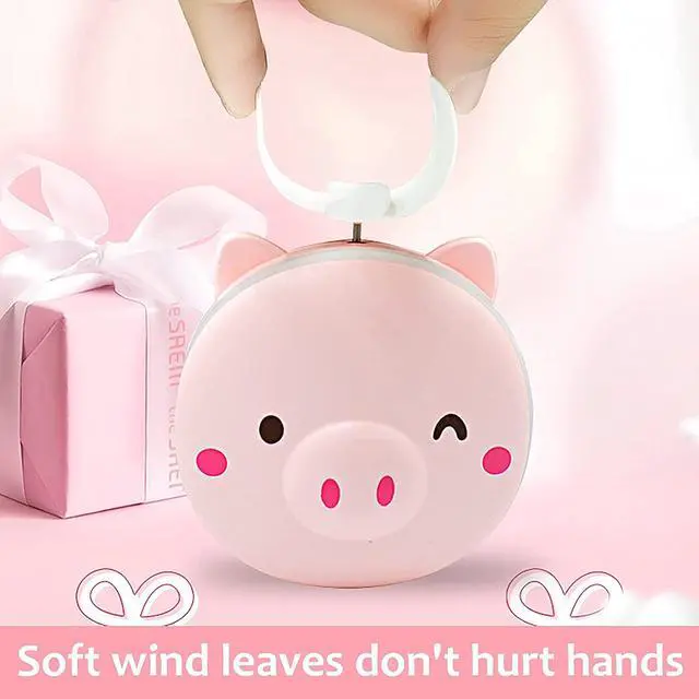 Alt view image 7 of 7 - small desk fan, Mini USB Fan Pig Beauty Mirror With Beauty Light Portable Rechargeable Fan Mini Handheld Pocket Air Cooler Desk Quiet USB Cable Personal Cute Pink Fan Small Fan (A) ( Color : A )