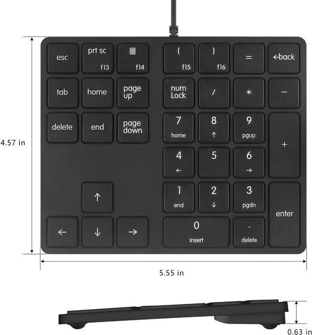 Alt view image 2 of 6 - Merdia Numeric Keypads Wired Numpad 34 Keys External Mini Slim Keyboard Magic Force for Financial Cashier Securities-Black| Laptop Accessories | Num Pad | Number keypad for Laptop | Work Keyboard