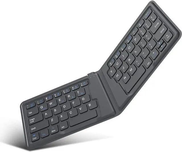 Main image of MoKo Foldable Bluetooth Keyboard, Ultra-Thin Folding Rechargeable, Portable Wireless for Laptop iPhone iPad, Compatible with All iOS Android Windows Tablet Smartphone Devices, Gray