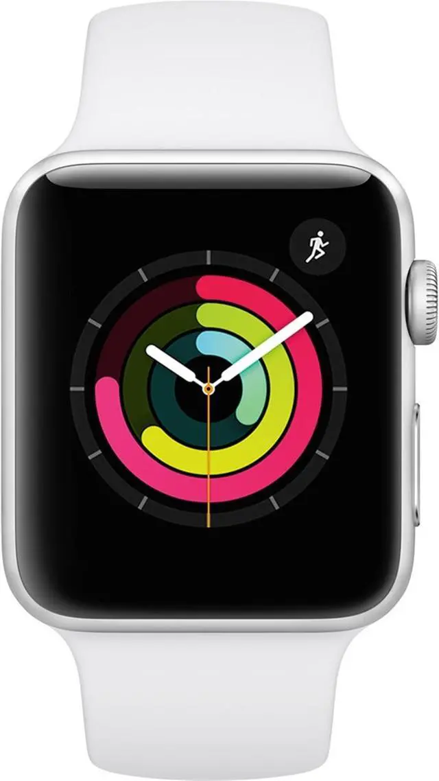 Alt view image 7 of 10 - Apple Watch Series 3 42mm Smartwatch (GPS Only, Silver Aluminum Case, White Sport Band)