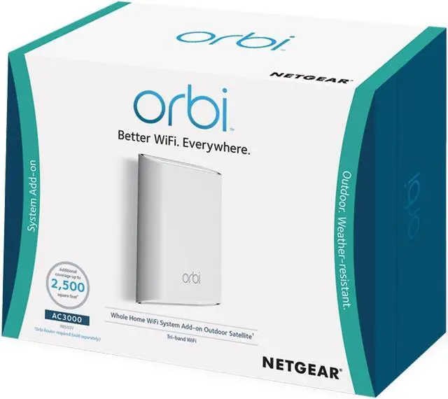 Alt view image 5 of 6 - NETGEAR Orbi Outdoor Whole Home Mesh Wifi Satellite Extender - Works with your Orbi Router to Add 2,500 sq.ft., AC3000 (RBS50Y)
