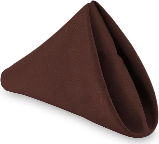 Main image of Lann's Linens - 1 Dozen 20" Oversized Cloth Dinner Table Napkins - Machine Washable Restaurant/Wedding/Hotel Polyester Fabric - Chocolate Brown
