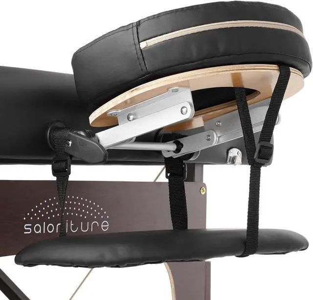Alt view image 2 of 6 - Saloniture Professional Portable Lightweight Bi-Fold Memory Foam Massage Table with Reiki Panels  - Includes Headrest, Face Cradle, Armrests and Carrying Case - Black