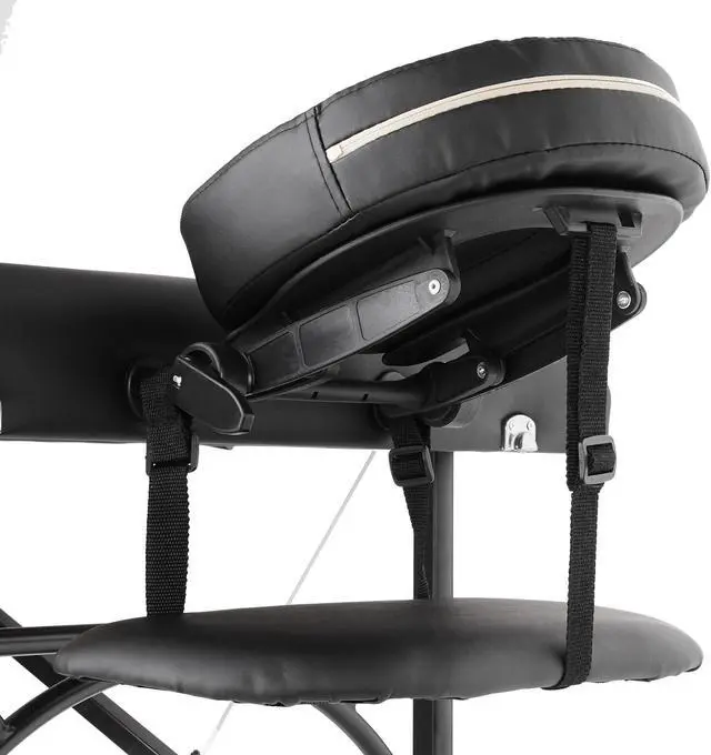 Alt view image 2 of 6 - Saloniture Professional Portable Lightweight Bi-Fold Massage Table with Aluminum Legs - Includes Headrest, Face Cradle, Armrests and Carrying Case - Black