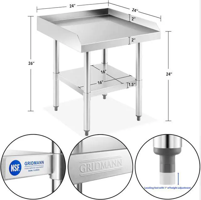 Alt view image 5 of 7 - GRIDMANN NSF Stainless Steel Commercial Kitchen Prep & Work Table w/ Backsplash Plus 4 Casters (Wheels) - 30 in. x 24 in.