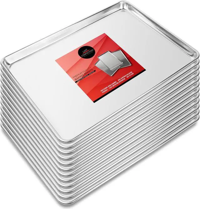 Main image of Last Confection 12 Cookie Baking Sheets 15" x 21" - Rimmed Aluminum Jelly Roll Trays - Three-Quarter Sheet Pans