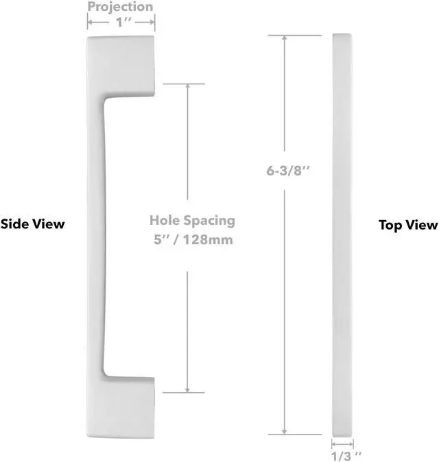 Alt view image 5 of 6 - Cauldham 5 Pack Solid Kitchen Cabinet Pulls Handles (5" Hole Centers) - Modern Thin Profile Drawer/Door Hardware - Style M255 - Satin Nickel