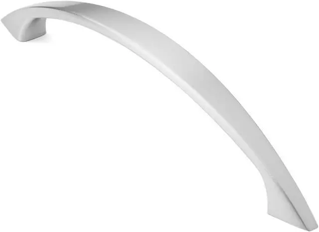 Alt view image 2 of 7 - Cauldham 10 Pack Solid Kitchen Cabinet Arch Pulls Handles (5" Hole Centers) - Curved Drawer/Door Hardware - Style M243 - Satin Nickel