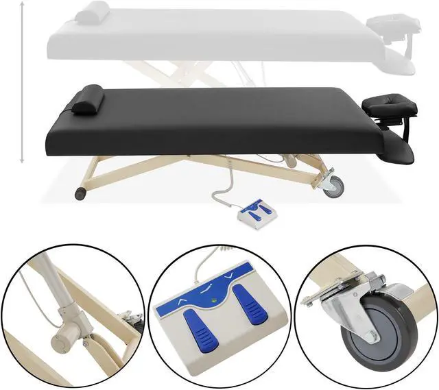 Alt view image 5 of 6 - Saloniture Professional Electric Lift Massage Table - Includes Headrest, Face Cradle and Bolster - Black