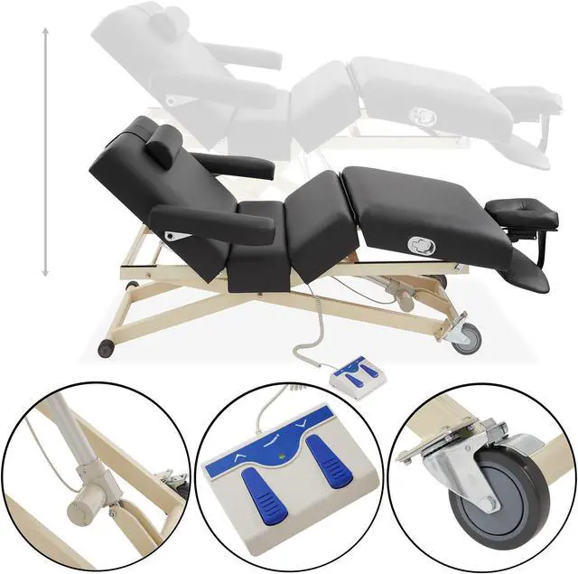 Alt view image 5 of 6 - Saloniture Professional 4-Section Electric Lift Massage Table  - Includes  Armrest, Headrest, Face Cradle and Bolster - Black
