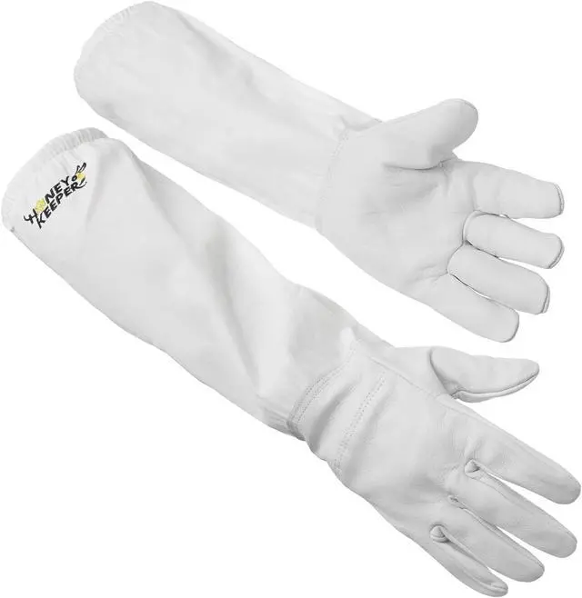 Main image of Honey Keeper Beekeeping Gloves, Small - Goatskin Leather with Canvas Sleeve and Elastic Cuff