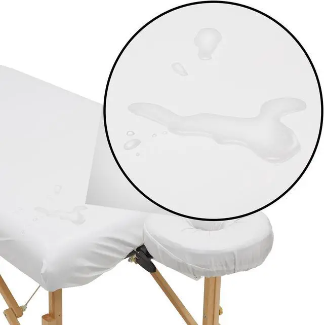 Alt view image 3 of 6 - Saloniture 2-Piece Waterproof Massage Table Sheet Set - Includes Machine Washable Fitted Sheet and Face Cradle Cover - White