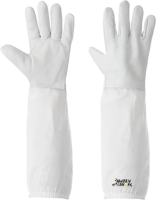 Alt view image 2 of 6 - Honey Keeper Beekeeping Gloves, Small - Goatskin Leather with Canvas Sleeve and Elastic Cuff
