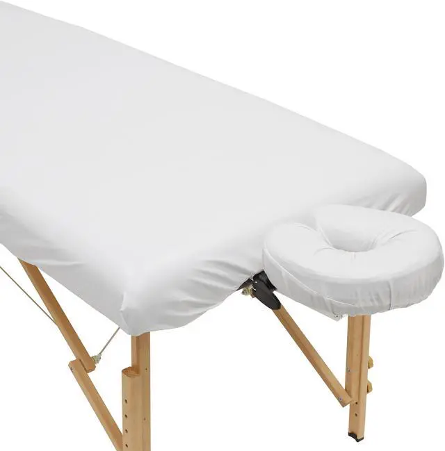 Main image of Saloniture 2-Piece Waterproof Massage Table Sheet Set - Includes Machine Washable Fitted Sheet and Face Cradle Cover - White