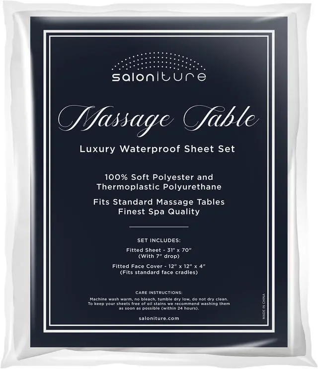Alt view image 4 of 6 - Saloniture 2-Piece Waterproof Massage Table Sheet Set - Includes Machine Washable Fitted Sheet and Face Cradle Cover - White