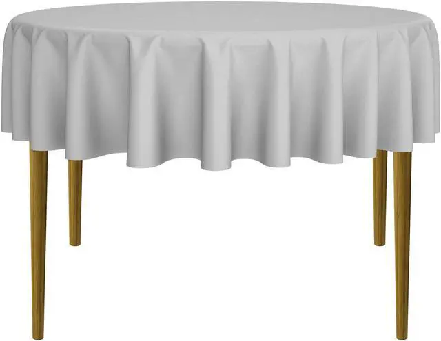 Main image of Lann's Linens - 10 Premium 70" Round Tablecloths for Wedding / Banquet / Restaurant - Polyester Fabric Table Cloths - Silver