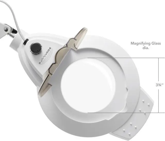Alt view image 3 of 6 - Saloniture 6 Wheel Rolling Base Magnifying LED Floor Lamp - Adjustable 3X Magnifier with Dimmable Lights for Lashes, Facials, Salon, Esthetician Spa, and Crafts