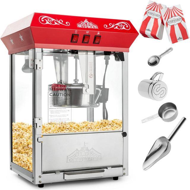 Alt view image 3 of 7 - Olde Midway Bar Style Popcorn Machine Maker Popper with 10-Ounce Kettle - Red