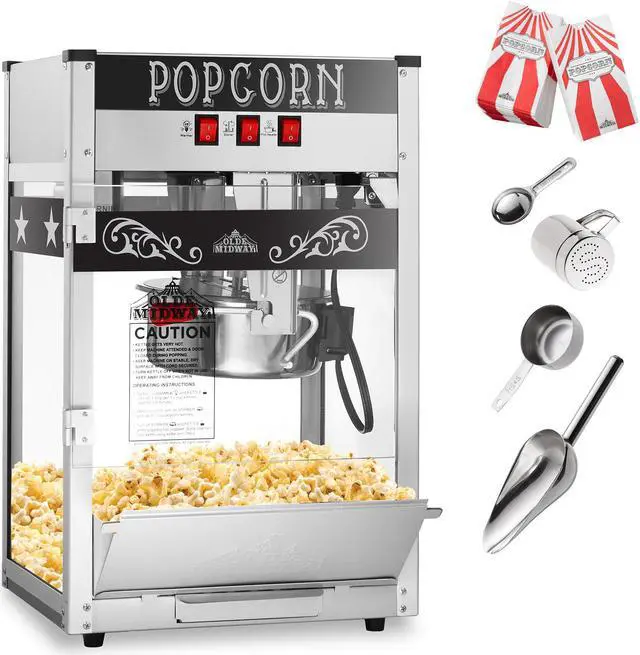 Alt view image 9 of 10 - Olde Midway Commercial Popcorn Machine Maker Popper with 8-Ounce Kettle - Black
