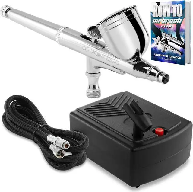 Main image of PointZero Multi-purpose Dual-action Airbrush Set - Mini Compressor Kit