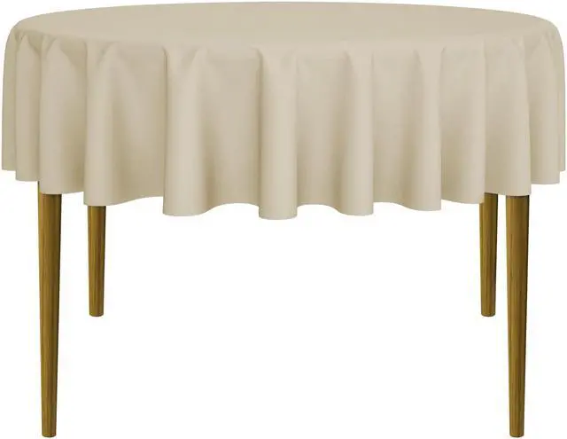 Main image of Lann's Linens - 5 Premium 70" Round Tablecloths for Wedding/Banquet/Restaurant - Polyester Fabric Table Cloths - Beige