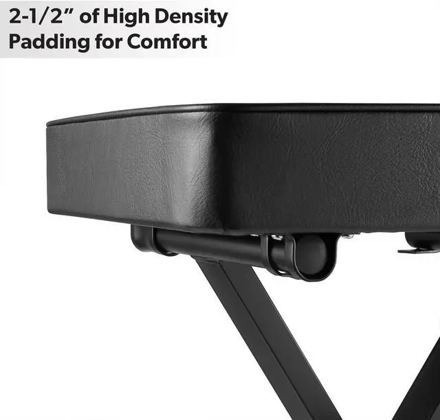 Alt view image 4 of 6 - Hamzer Cushioned Piano Bench, Adjustable Keyboard Stool Chair - Foldable & Portable w/ Padded Cushion - Stable Sturdy Collapsible X Style Seat, Black