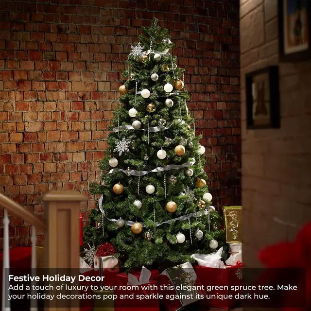 Alt view image 2 of 6 - Casafield 7.5FT Realistic Green Spruce Artificial Holiday Christmas Tree with Sturdy Metal Stand