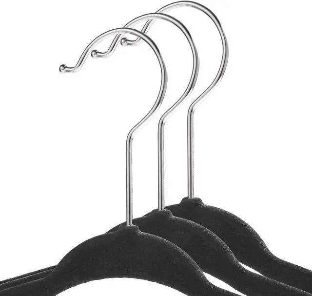Alt view image 2 of 6 - Casafield 50 Velvet Baby Hangers - 11" Size for Infant & Toddler Clothes - Black