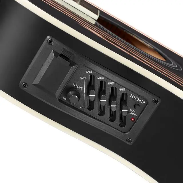 Alt view image 3 of 6 - Ashthorpe Full-Size Cutaway Thinline Acoustic-Electric Guitar Package - Premium Tonewoods - Black