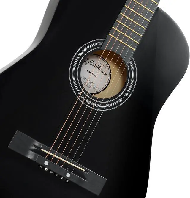 Alt view image 2 of 6 - Ashthorpe 38-inch Beginner Acoustic Guitar Package (Black), Basic Starter Kit w/ Gig Bag, Strings, Strap, Tuner, Pitch Pipe, Picks