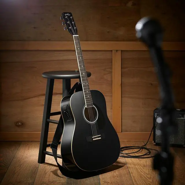 Alt view image 2 of 6 - Ashthorpe Full-Size Dreadnought Acoustic-Electric Guitar Bundle - Premium Tonewoods - Black