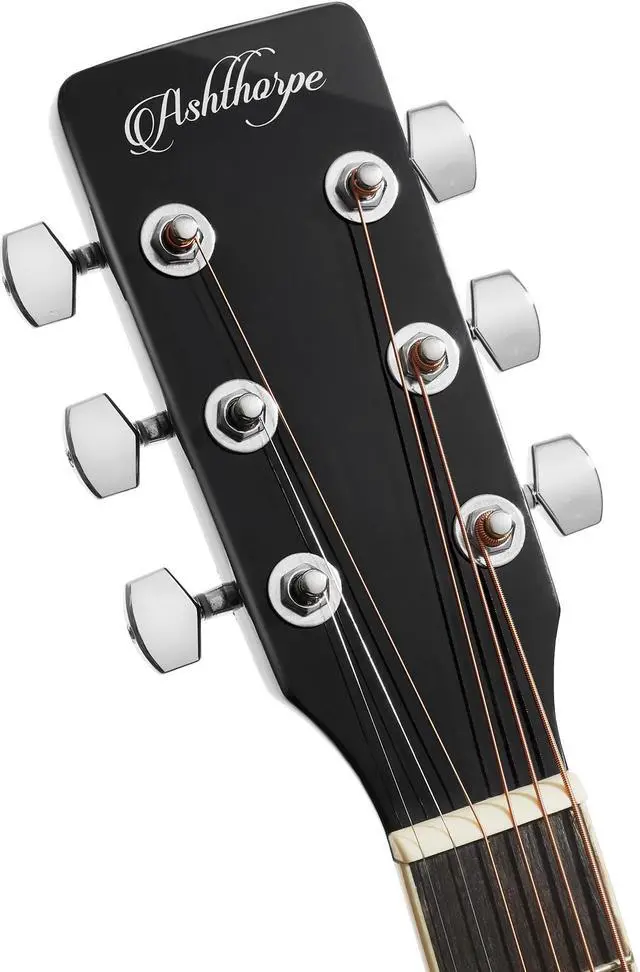 Alt view image 3 of 6 - Ashthorpe Full-Size Left-Handed Dreadnought Cutaway Acoustic-Electric Guitar Bundle - Premium Tonewoods - Black