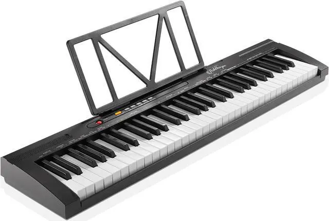 Alt view image 2 of 6 - Ashthorpe 61-Key Digital Electronic Keyboard Piano for Beginners, Includes Headphones, Mic and Keynote Stickers