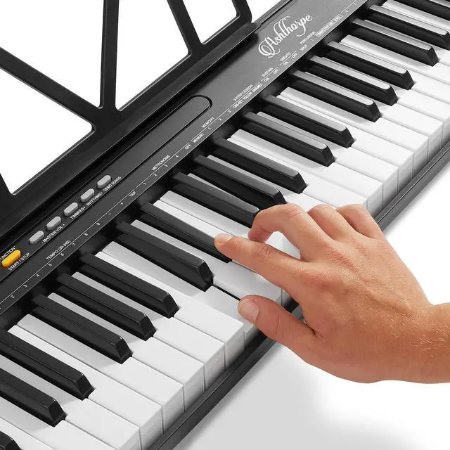 Alt view image 5 of 6 - Ashthorpe 61-Key Digital Electronic Keyboard Piano for Beginners, Includes Headphones, Mic and Keynote Stickers