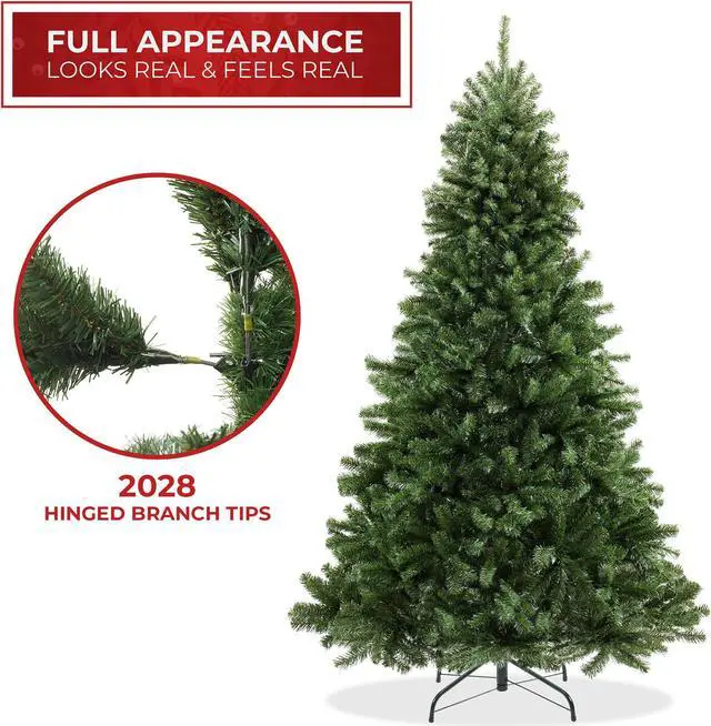 Alt view image 3 of 6 - Casafield 9FT Realistic Green Spruce Unlit Artificial Holiday Christmas Tree with Sturdy Metal Stand