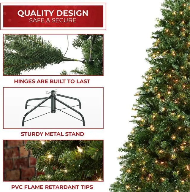 Alt view image 5 of 6 - Casafield 7.5FT Realistic Pre-Lit Green Spruce Artificial Holiday Christmas Tree with Sturdy Metal Stand