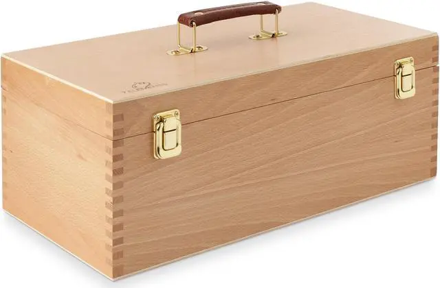 Alt view image 2 of 6 - 7 Elements Wooden Art Supply Storage Organizer - Large Beechwood Artist Tool Box with Drawer