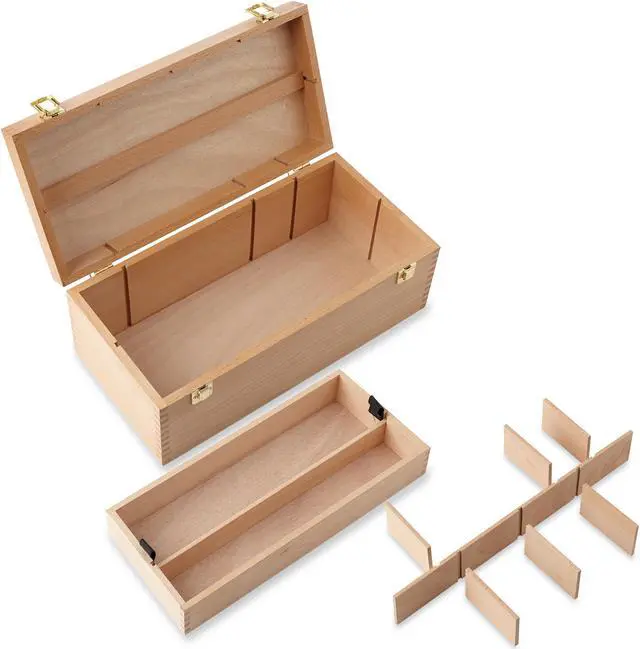 Alt view image 3 of 6 - 7 Elements Wooden Art Supply Storage Organizer - Large Beechwood Artist Tool Box with Drawer