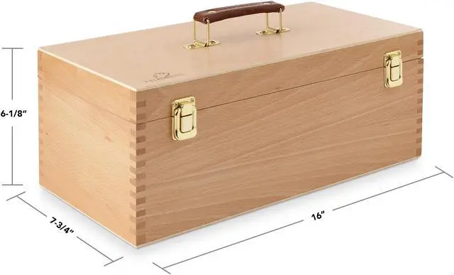 Alt view image 5 of 6 - 7 Elements Wooden Art Supply Storage Organizer - Large Beechwood Artist Tool Box with Drawer