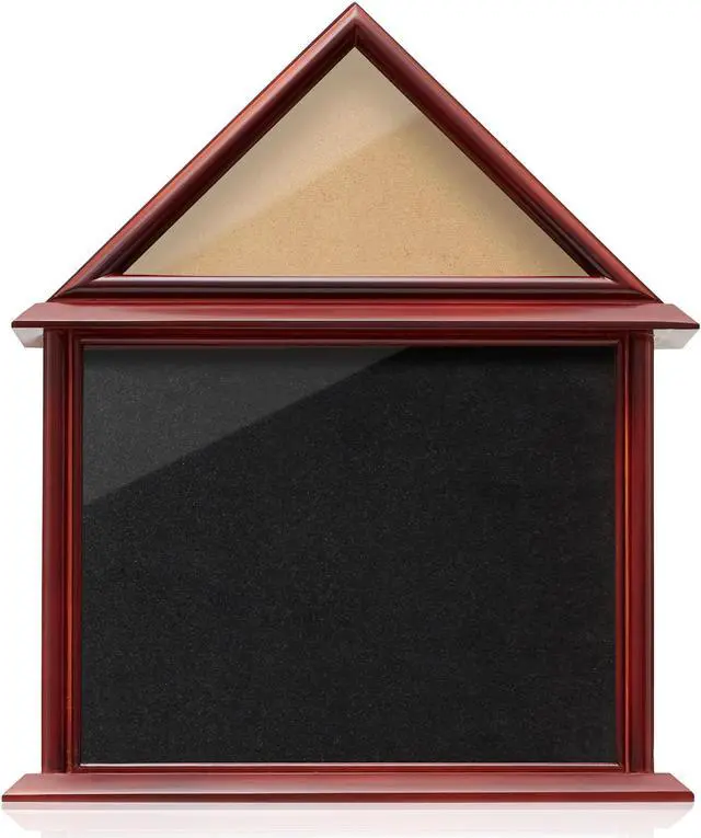Alt view image 3 of 6 - Reminded Flag and Certificate Shadow Box Display Case fits 3' x 5' Home Flown Flag, Solid Wood Mahogany Finish