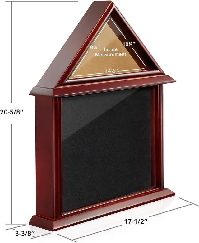 Alt view image 4 of 6 - Reminded Flag and Certificate Shadow Box Display Case fits 3' x 5' Home Flown Flag, Solid Wood Mahogany Finish